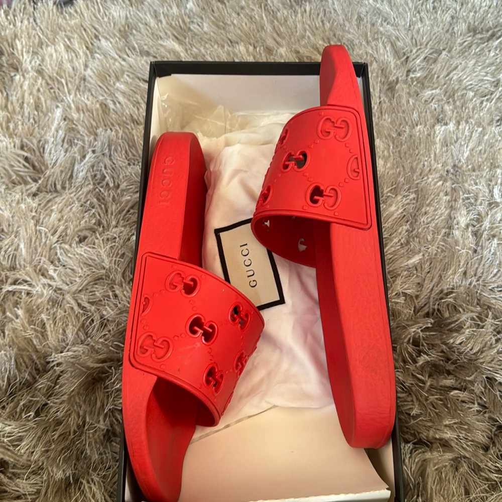 Gucci GG Slide Rubber Red unisex 7.5